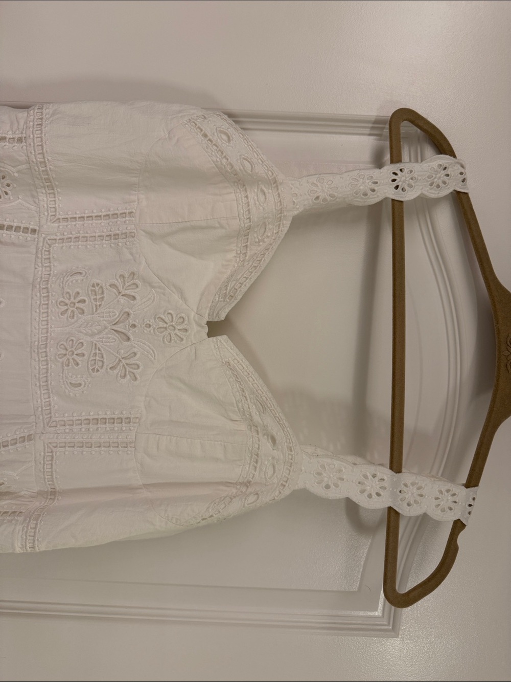 FARM Rio White Eyelet Midi Dress with Scalloped Straps - Picture 6 of 11
